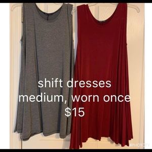 Gray and red shift dresses